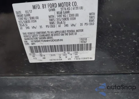 2017 Ford Explorer Xlt z USA, uszkodzony, nr VIN 1FM5K7D84HGD02530